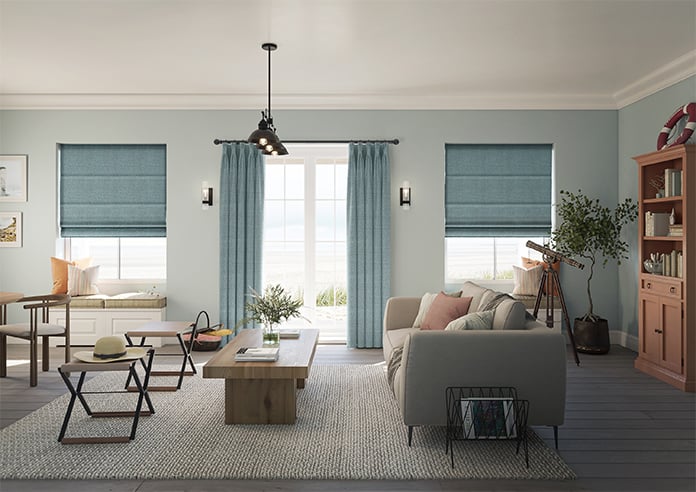 Jakarta, Cerulean - Motorised Roman Blind - Image 8